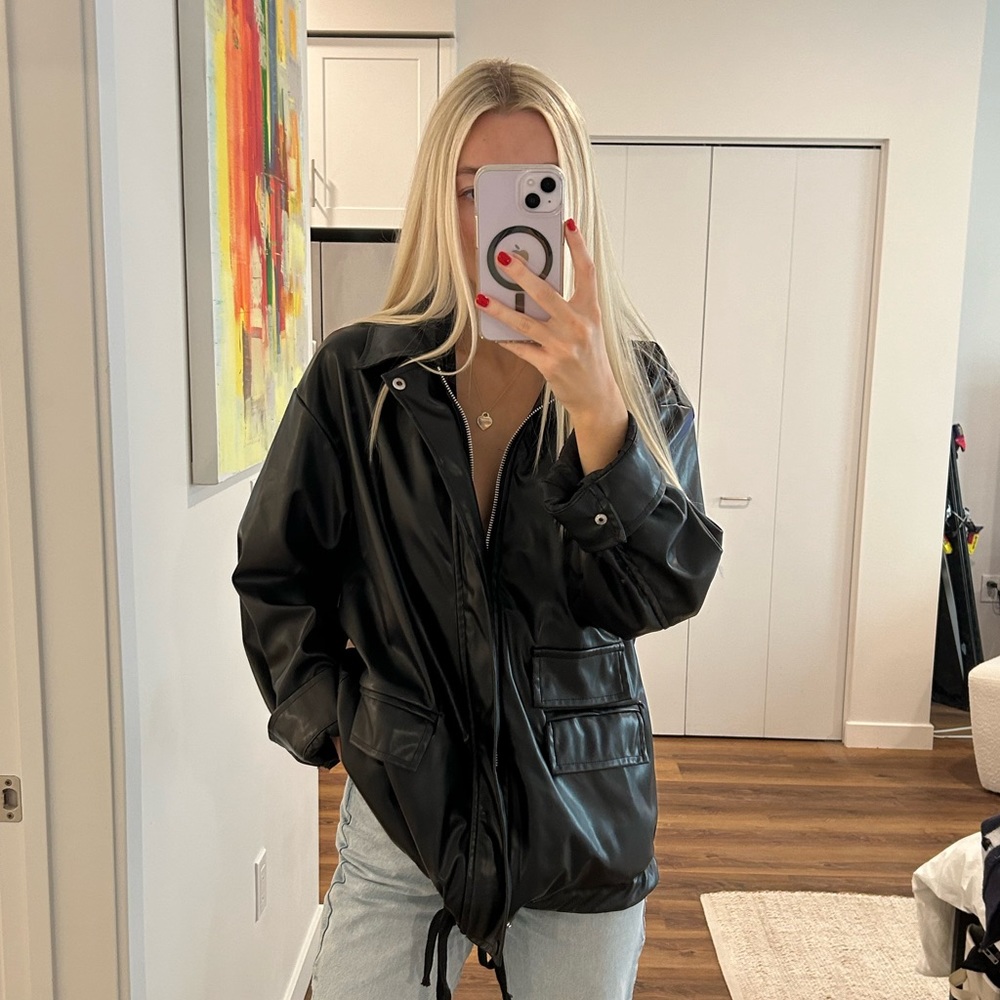Oversized Faux Leather Jacket